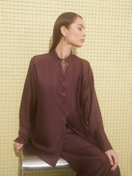 Burgundy Silk Shirt