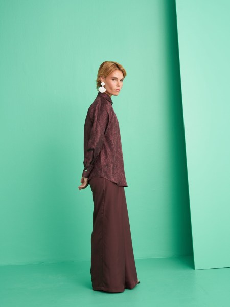 Burgundy Patterned Silk Shirt