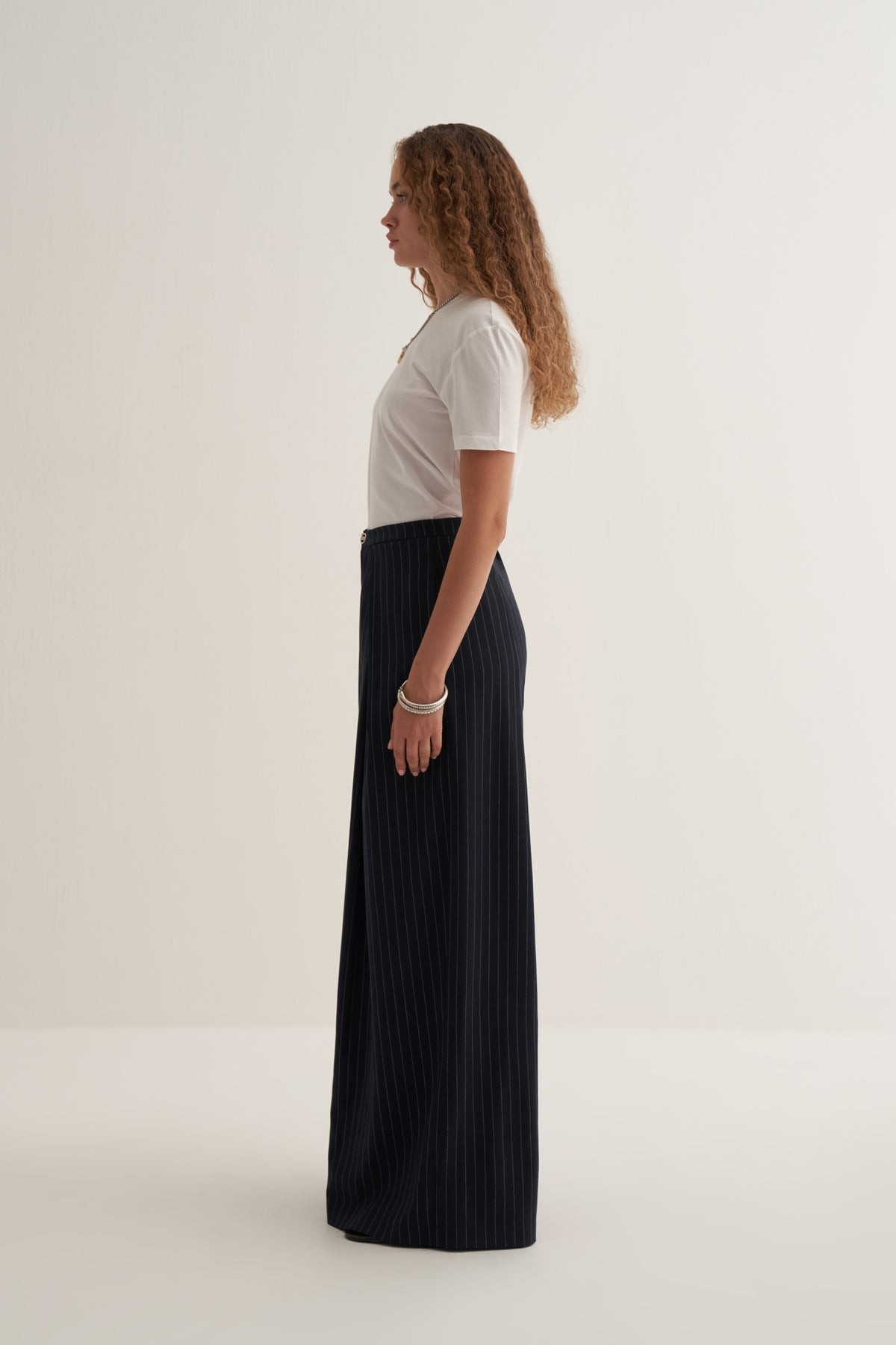 Pleated Navy Blue Trousers - Image 7